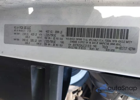 2020 Ram Promaster 2500 High Roof 159 Wb from USA, damaged, VIN 3C6TRVDGXLE121919